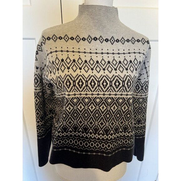 NWOT Joie Womens Medium Gray Black Mock Neck Fair Isle Soft Pullover Sweater - Picture 5 of 11